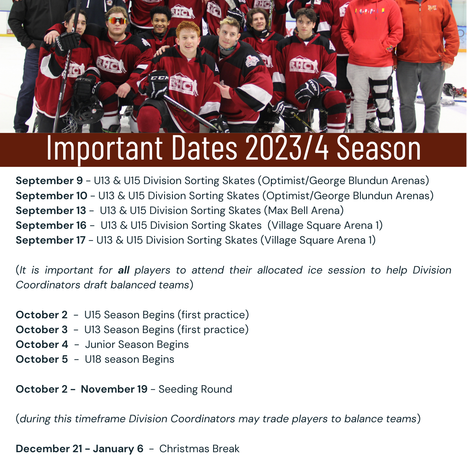 RHC Important Dates